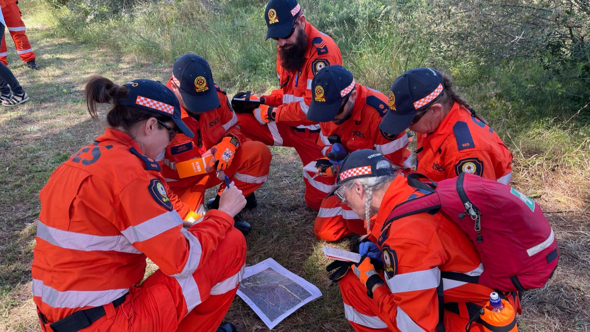 SES Members reading a map