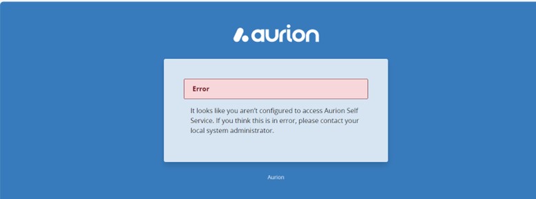 Image of a error message in Aurion