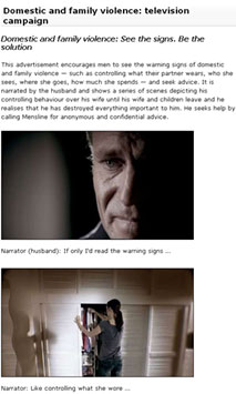 Example of a web page with video containing a series of images with captions.