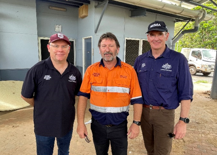Image (From left to right): Federal Minister for Emergency Management Murray Watt with QRA Regional Liaison Officer Gavin Williams and Brendan Moon from the National Emergency Management Agency in Wujal Wujal.